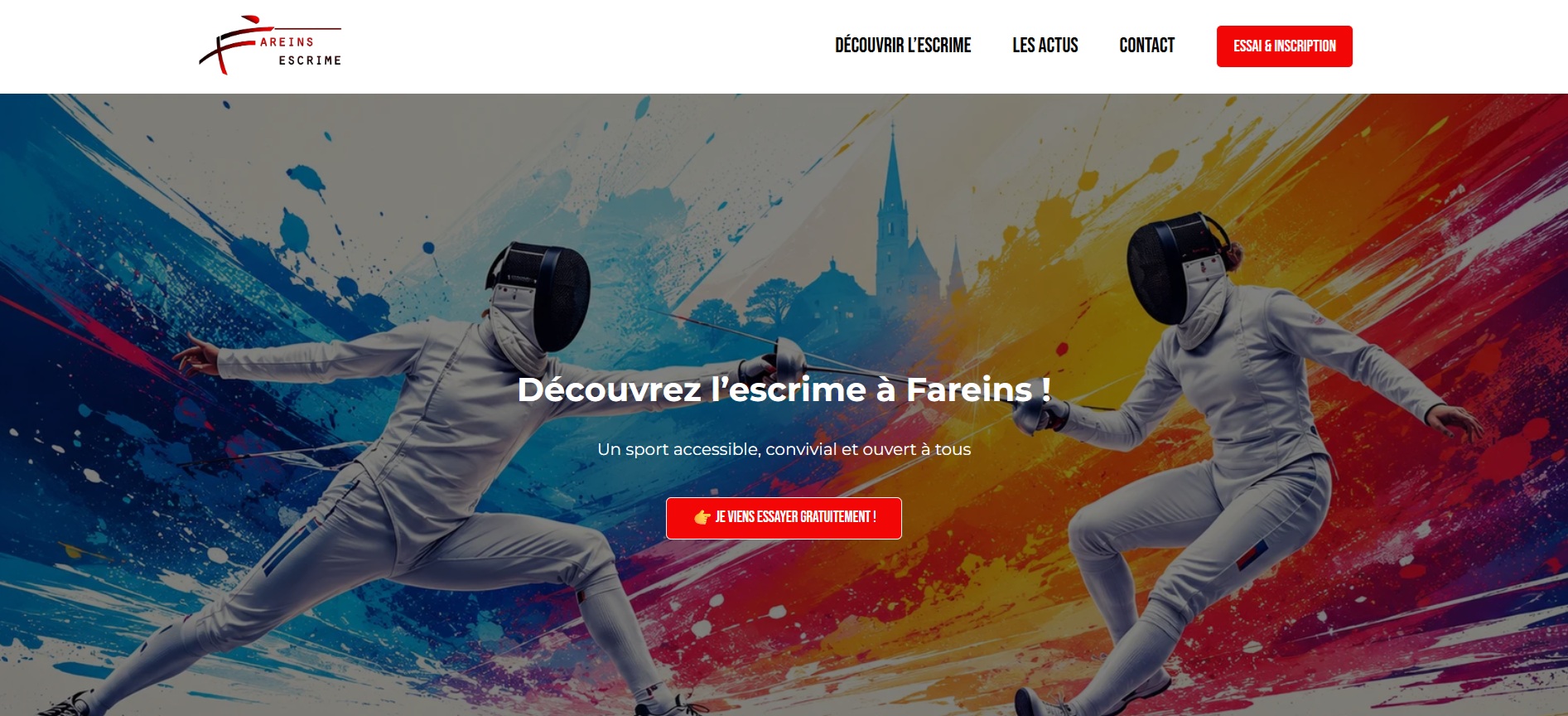 Escrime Fareins — capture d'écran du site